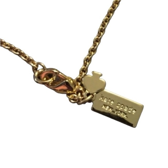 KATE SPADE “Take A Bow” Scatter Gold Tone Black Enameled Necklace Y2K Vintage - Picture 3 of 3